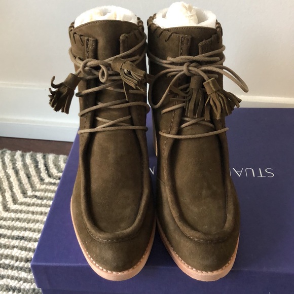 Stuart Weitzman Wallawalla suede ankle boots olive - Picture 3 of 12